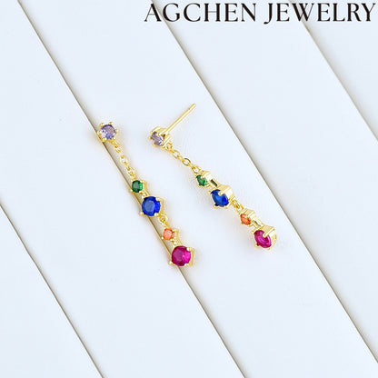 AG Colorful Zirconia Stud Earrings