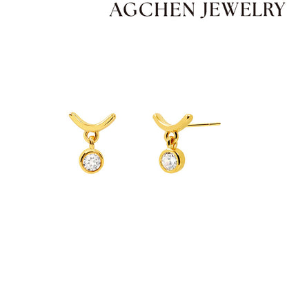AG Minimalist Round Zirconia Earrings