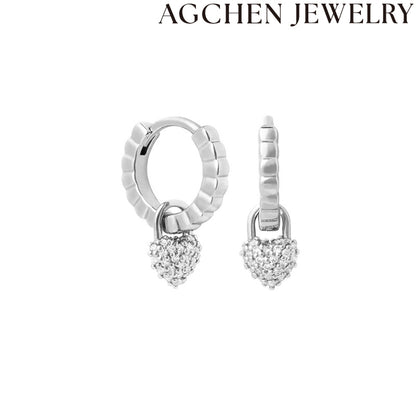 AG Heart-Shaped Zirconia Earrings