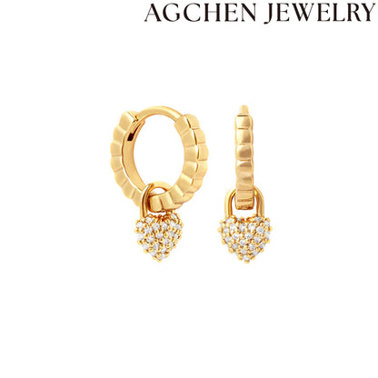 AG Heart-Shaped Zirconia Earrings