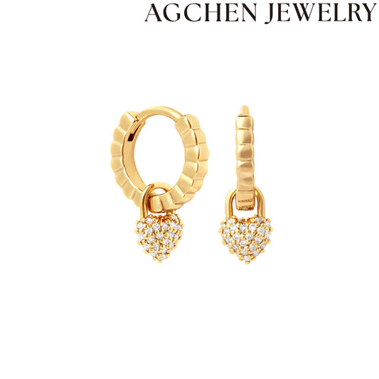 AG Heart-Shaped Zirconia Earrings