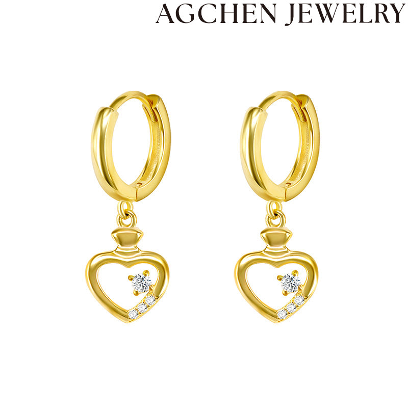 AG Heart-Shaped Zirconia Earrings