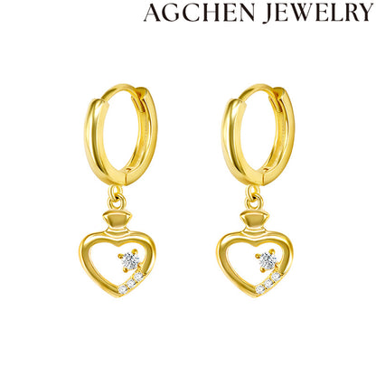 AG Heart-Shaped Zirconia Earrings