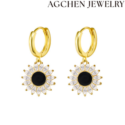 AG Black Sunflower Earrings