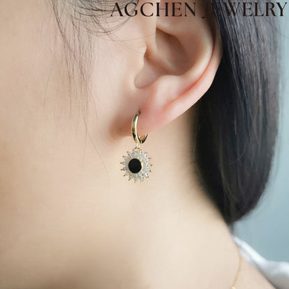 AG Black Sunflower Earrings
