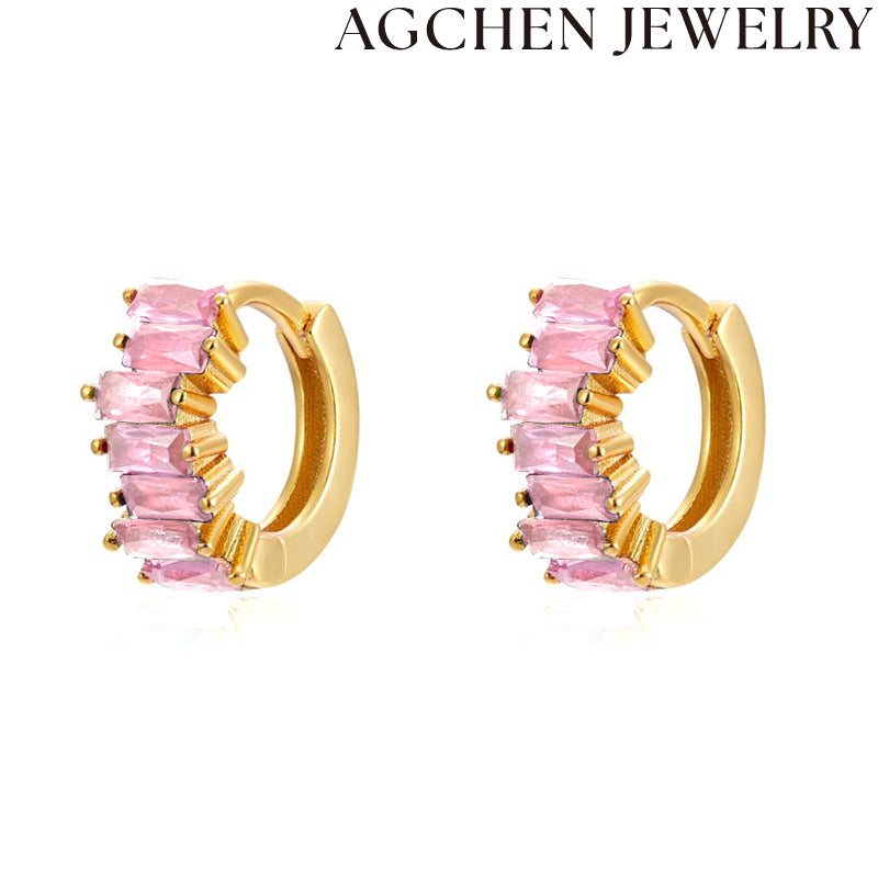 AG Irregular Pink Zircon Earrings