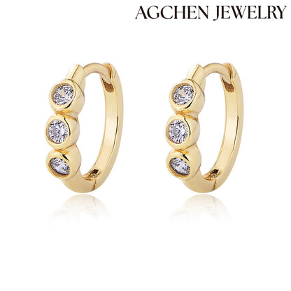 Three Zirconia Accent Earrings  agchenjewelry  three stone engagement 