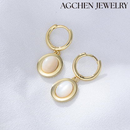 agchenjewelry Oval Moonstone Earrings agfashion gold circle earrings 