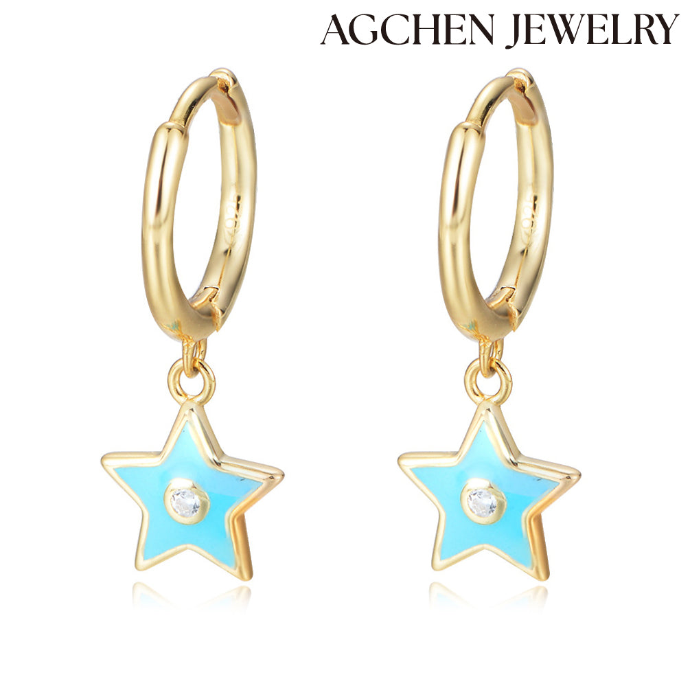 star earrings moon and star earrings star hoop earrings