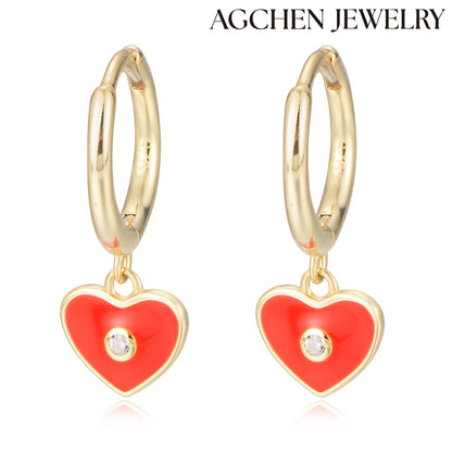 Red Heart Earrings  agchenjewelryheart earrings  pandora heart earringsheart hoop earrings