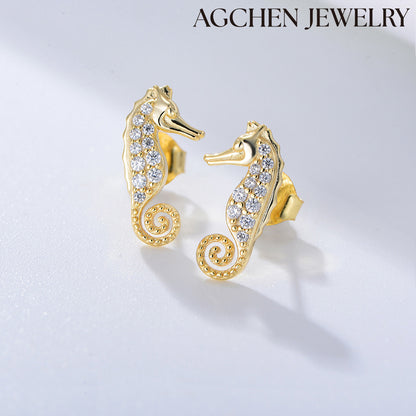 Seahorse Cubic Zirconia Earrings cute earring sets  cute hoop earrings  cute clip on earrings 