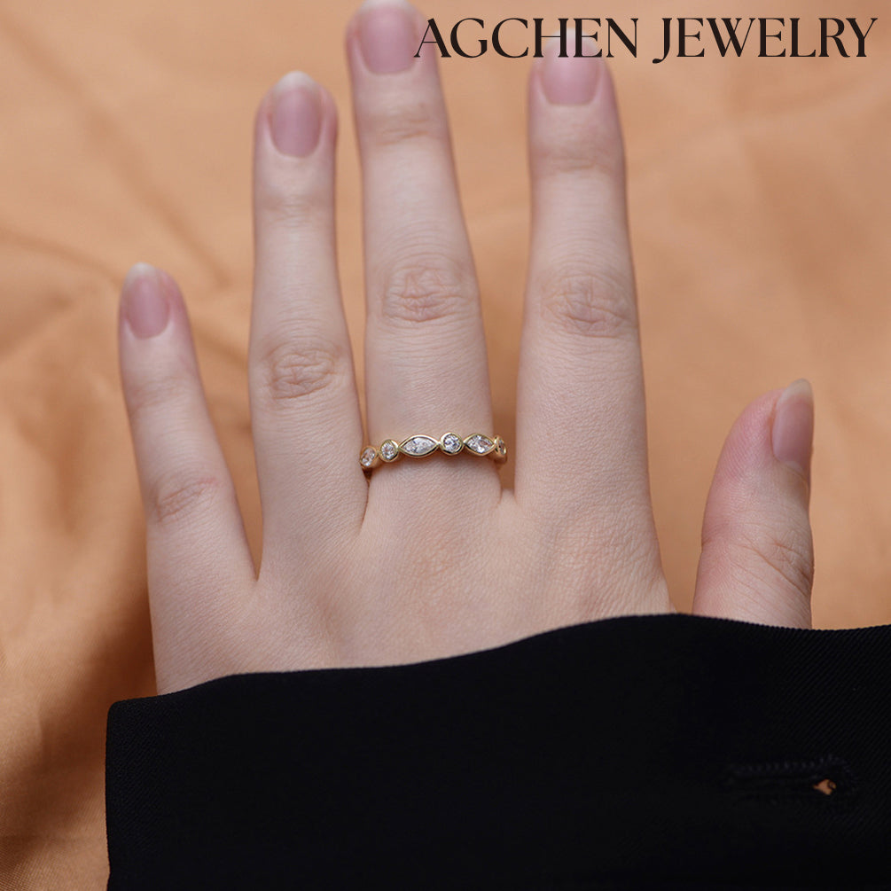 S925 Sterling Silver Eye-Shaped White Cubic Zirconia Ring female Europe and America ins design sense new accessories - AGCHEN JEWELRY,925 All Styles, 925 Rings